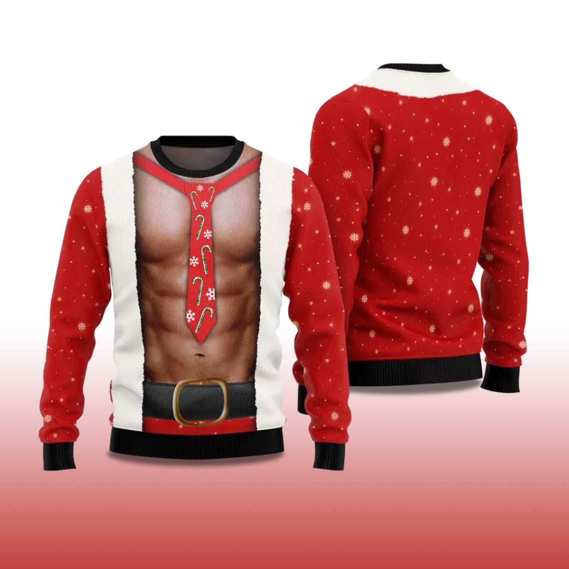 2026 Santa Abs Body Ugly Christmas Sweater Moonbestprint