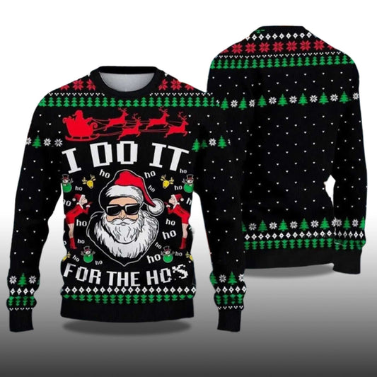 2026 Santa Claus I Do It For The Ho’s Ugly Christmas Sweater Moonbestprint