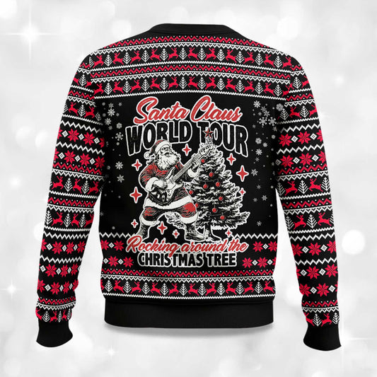 2026 Santa Claus World Tour Rocking Around The Christmas Tree Ugly Christmas Sweater Moonbestprint