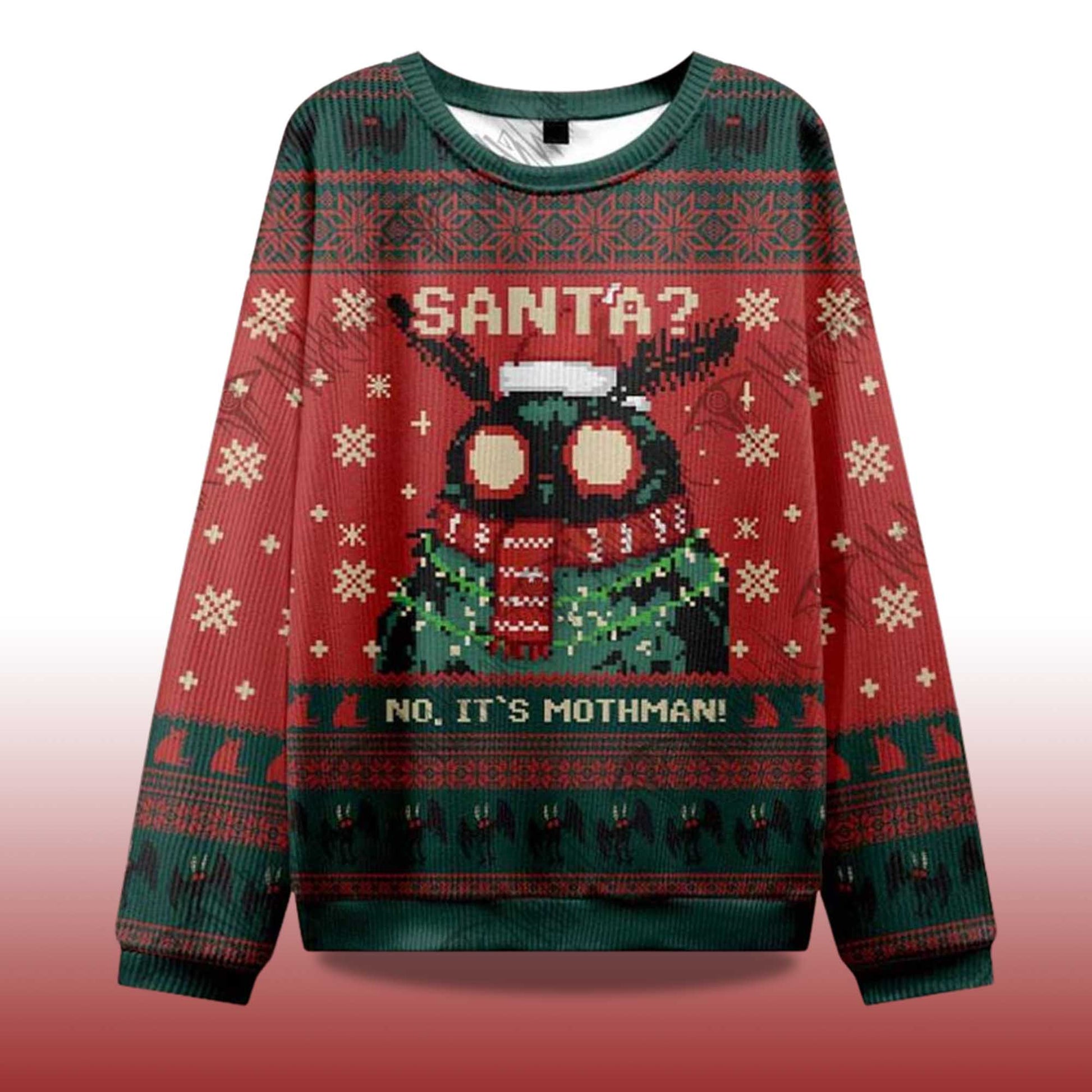 2026 Santa No It's Mothman Ugly Christmas Sweater Moonbestprint