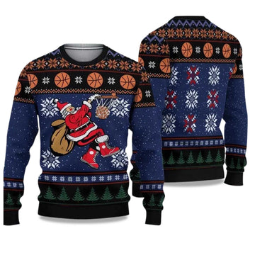 2026 Santa Playing Basketball Ugly Christmas Sweater Moonbestprint