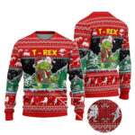 2025 Santa Riding Dinosaur Ugly Christmas Sweater – Moonbestprint