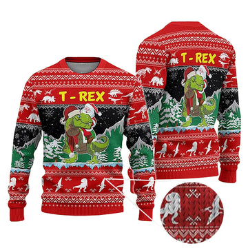 2025 Santa Riding Dinosaur Ugly Christmas Sweater – Moonbestprint