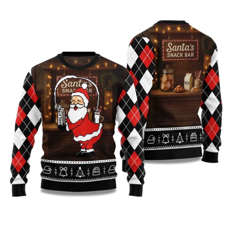 2025 Santa?s Snack Bar Ugly Christmas Sweater – Moonbestprint