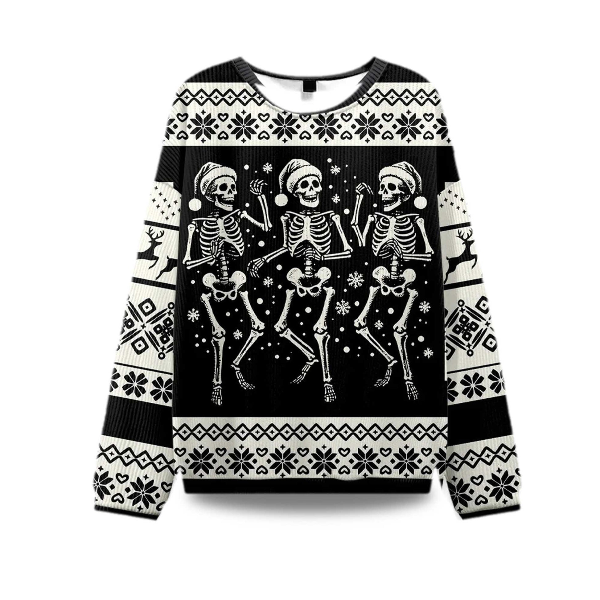 2026 Skeleton Dance Ugly Christmas Sweater Moonbestprint