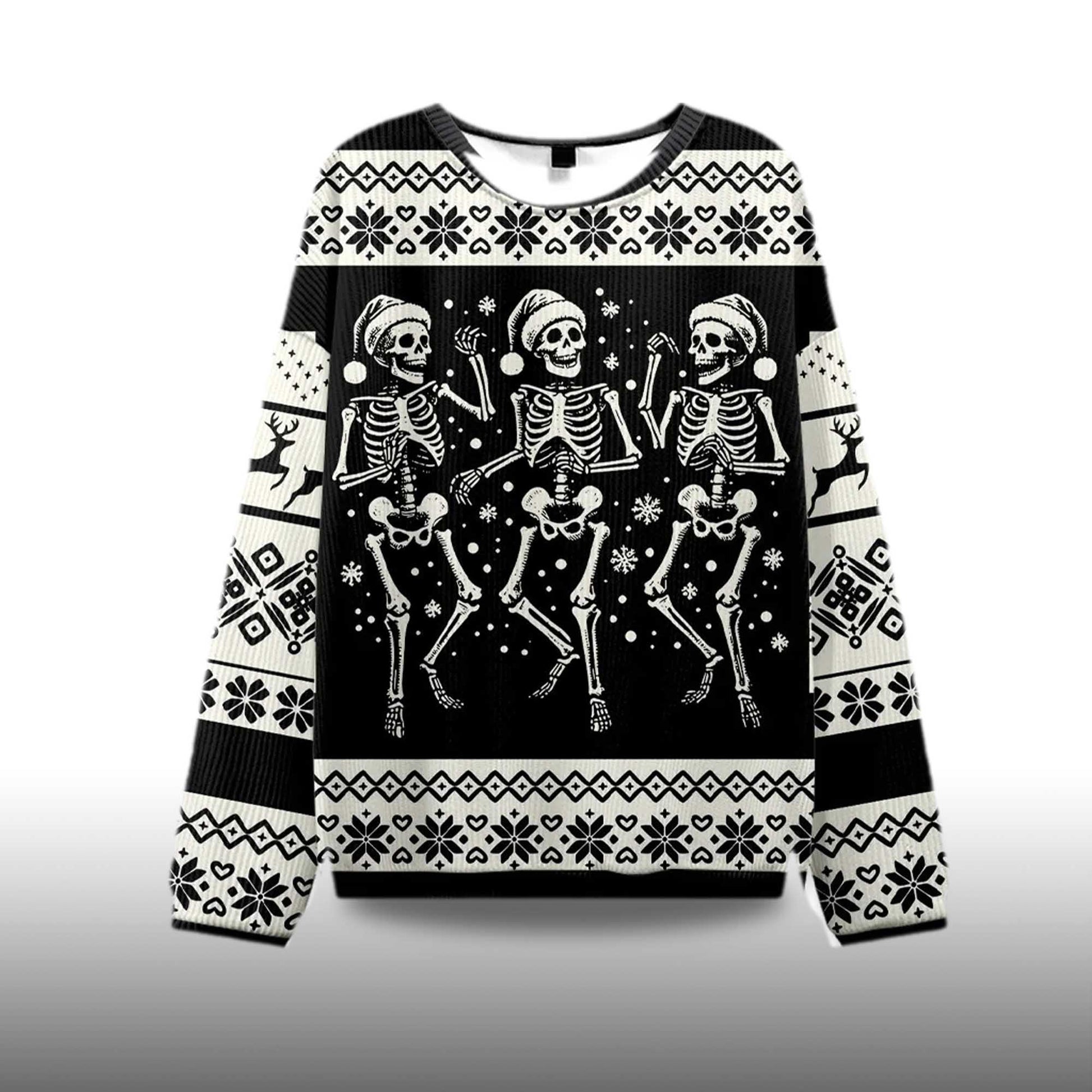 2026 Skeleton Dance Ugly Christmas Sweater Moonbestprint