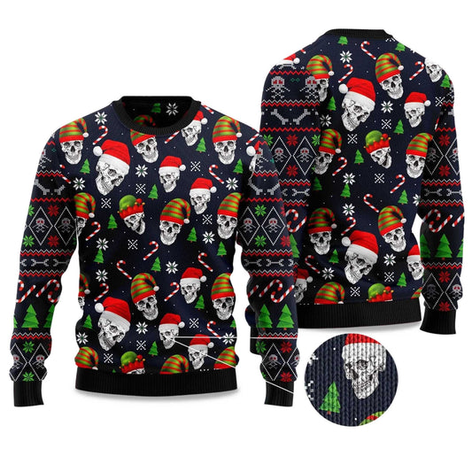 2026 Skull Face Ugly Christmas Sweater Moonbestprint
