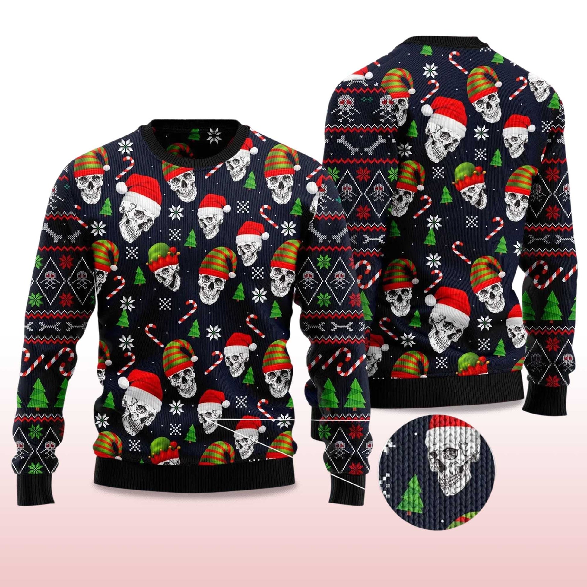 2026 Skull Face Ugly Christmas Sweater Moonbestprint