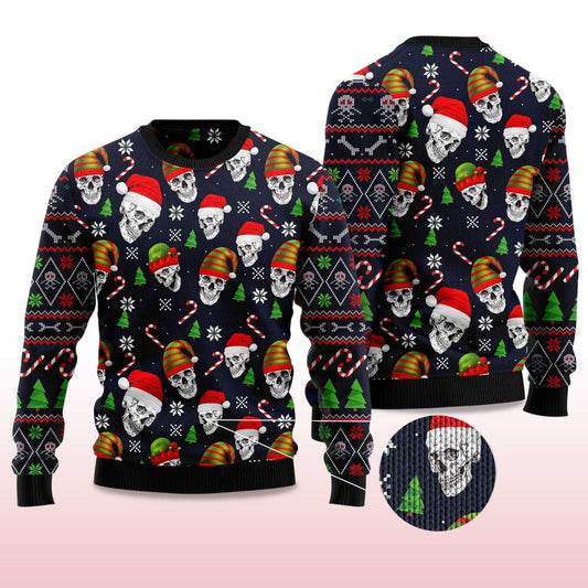 2026 Skull Face Ugly Christmas Sweater Moonbestprint