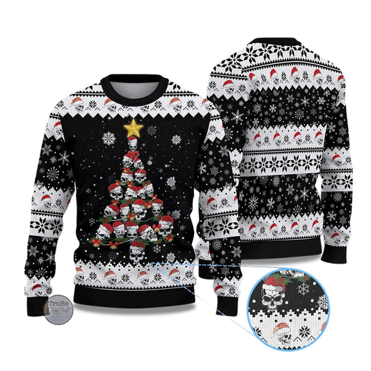 2026 Skull Pine Tree Ugly Christmas Sweater Moonbestprint