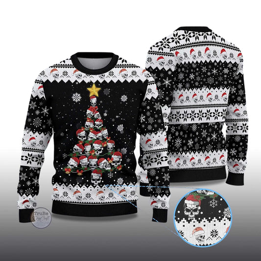 2026 Skull Pine Tree Ugly Christmas Sweater Moonbestprint