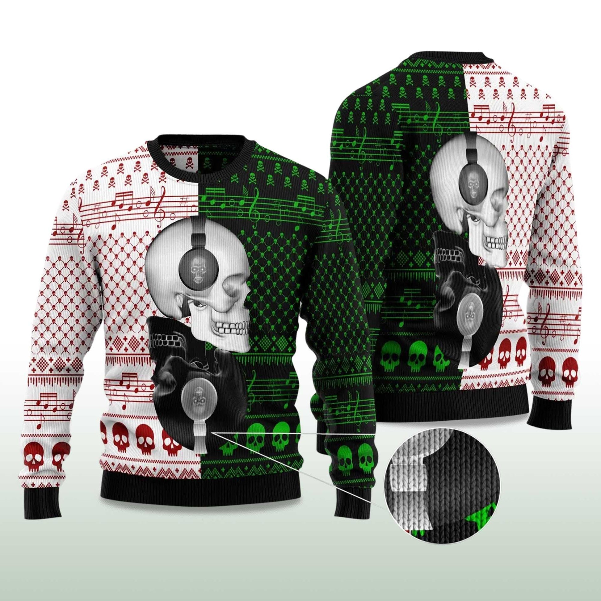 2026 Skull Yinyang Ugly Christmas Sweater Moonbestprint