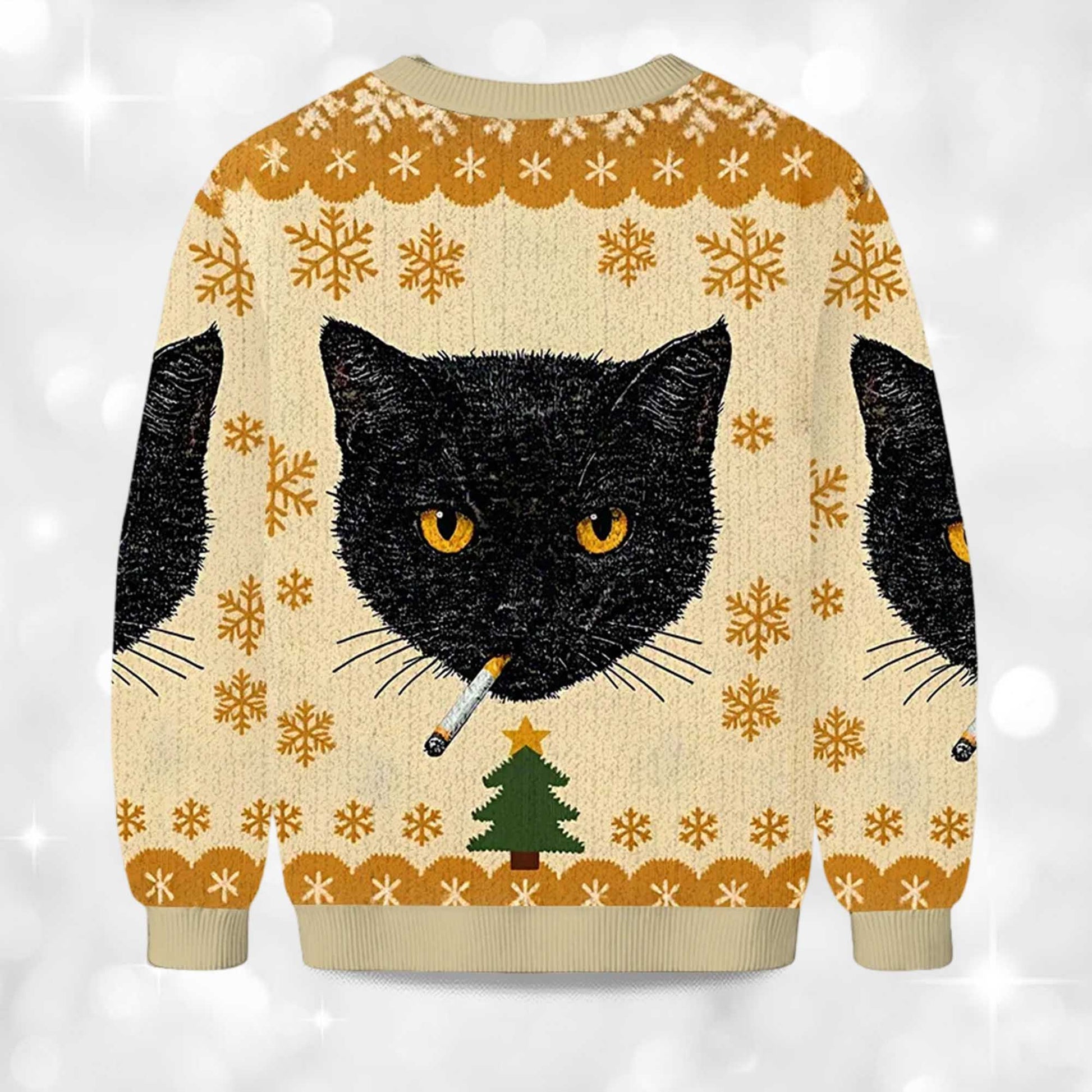 2026 Smoking Cat Christmas Ugly Sweater Moonbestprint