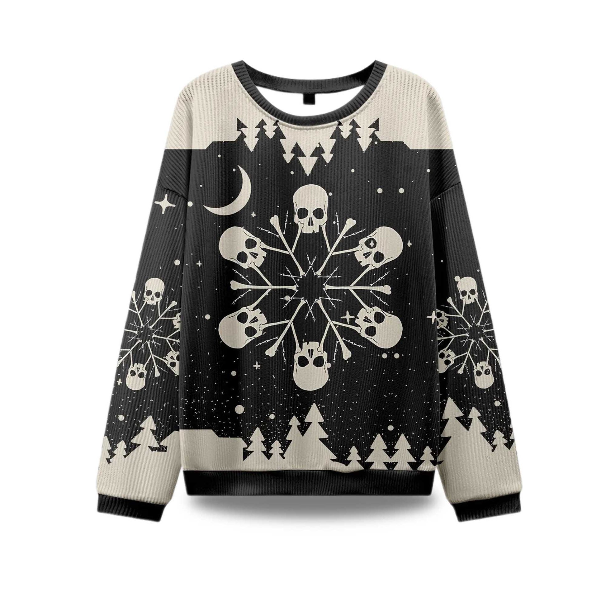 2026 Snowflake Skull Ugly Christmas Sweater Moonbestprint