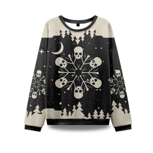 2026 Snowflake Skull Ugly Christmas Sweater Moonbestprint