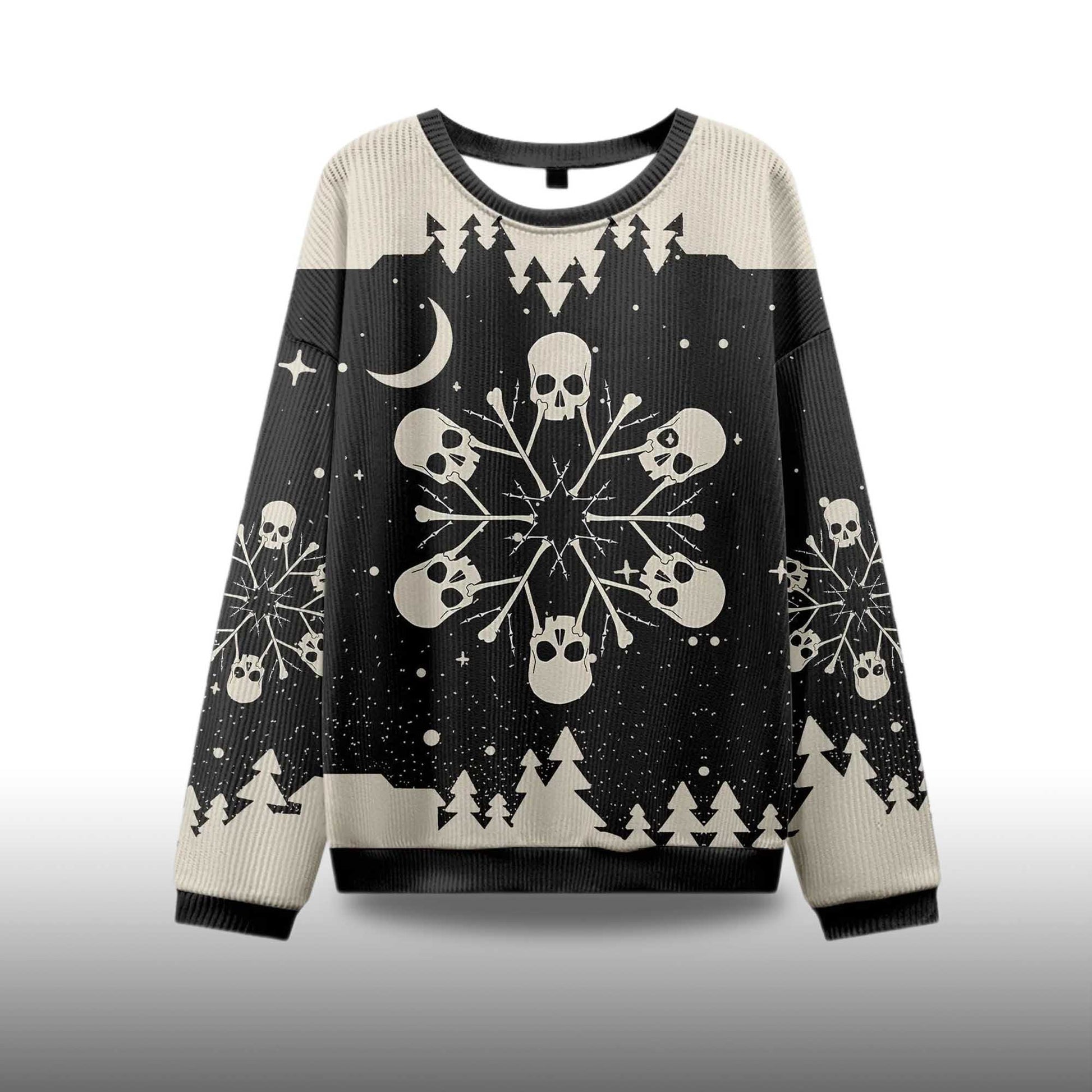 2026 Snowflake Skull Ugly Christmas Sweater Moonbestprint