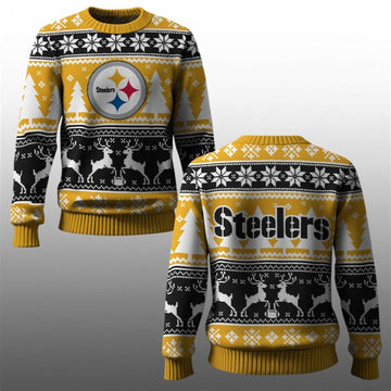 2026 Steelers Reindeer Football Christmas Ugly Sweater - Moonbestprint