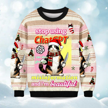 2026 Stop Using ChatGPT Christmas Ugly Sweater Moonbestprint