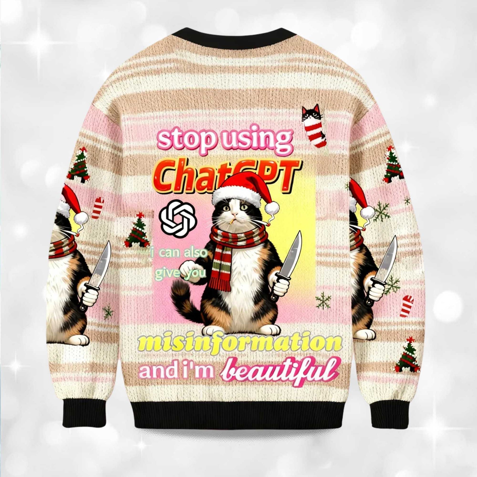2026 Stop Using ChatGPT Christmas Ugly Sweater Moonbestprint