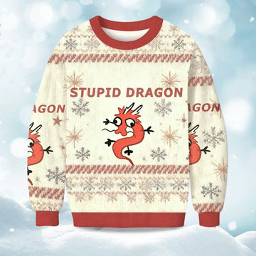 2026 Stupid Dragon Christmas Ugly Sweater Moonbestprint