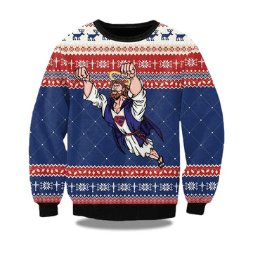2026 Super Jesus Ugly Christmas Sweater Moonbestprint