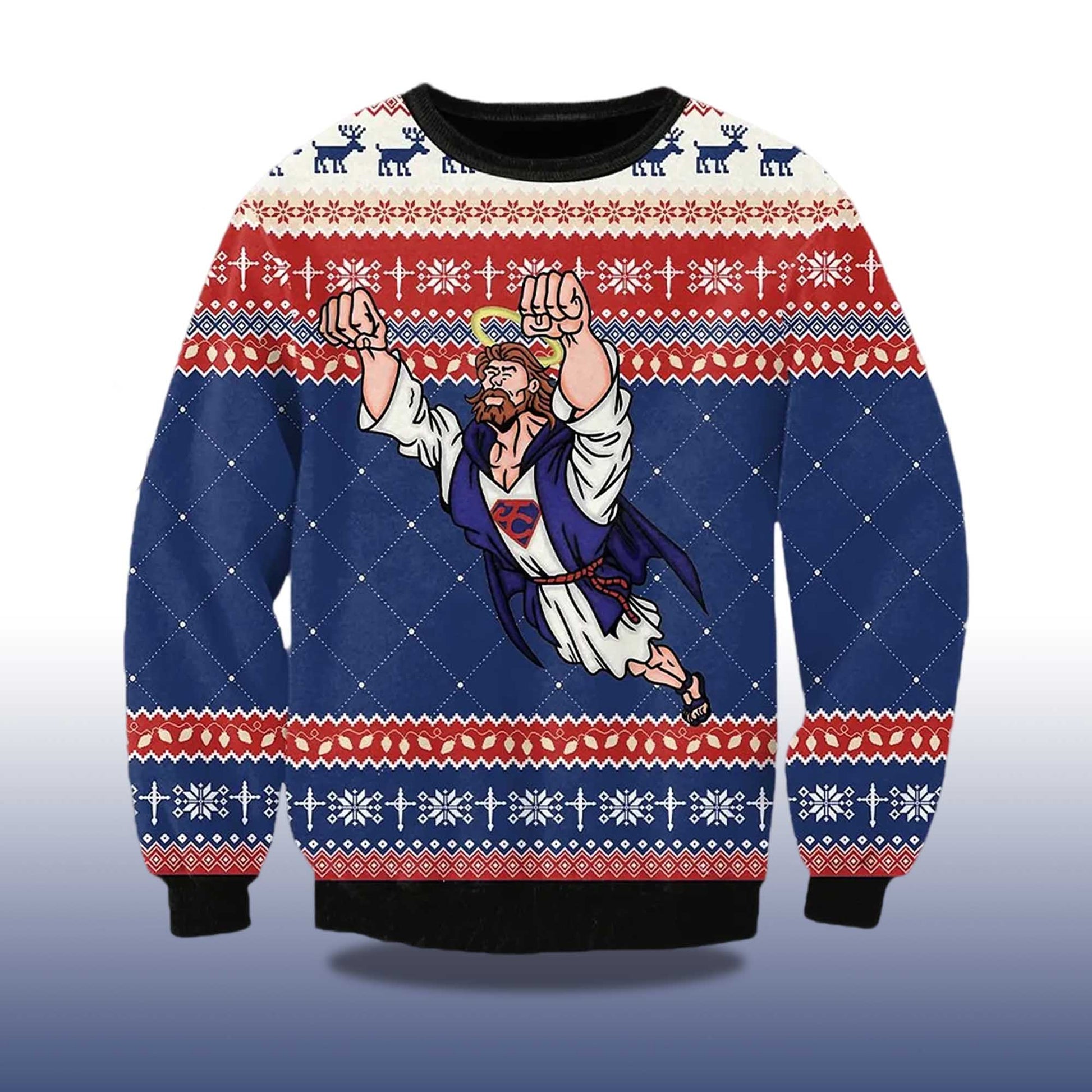 2026 Super Jesus Ugly Christmas Sweater Moonbestprint
