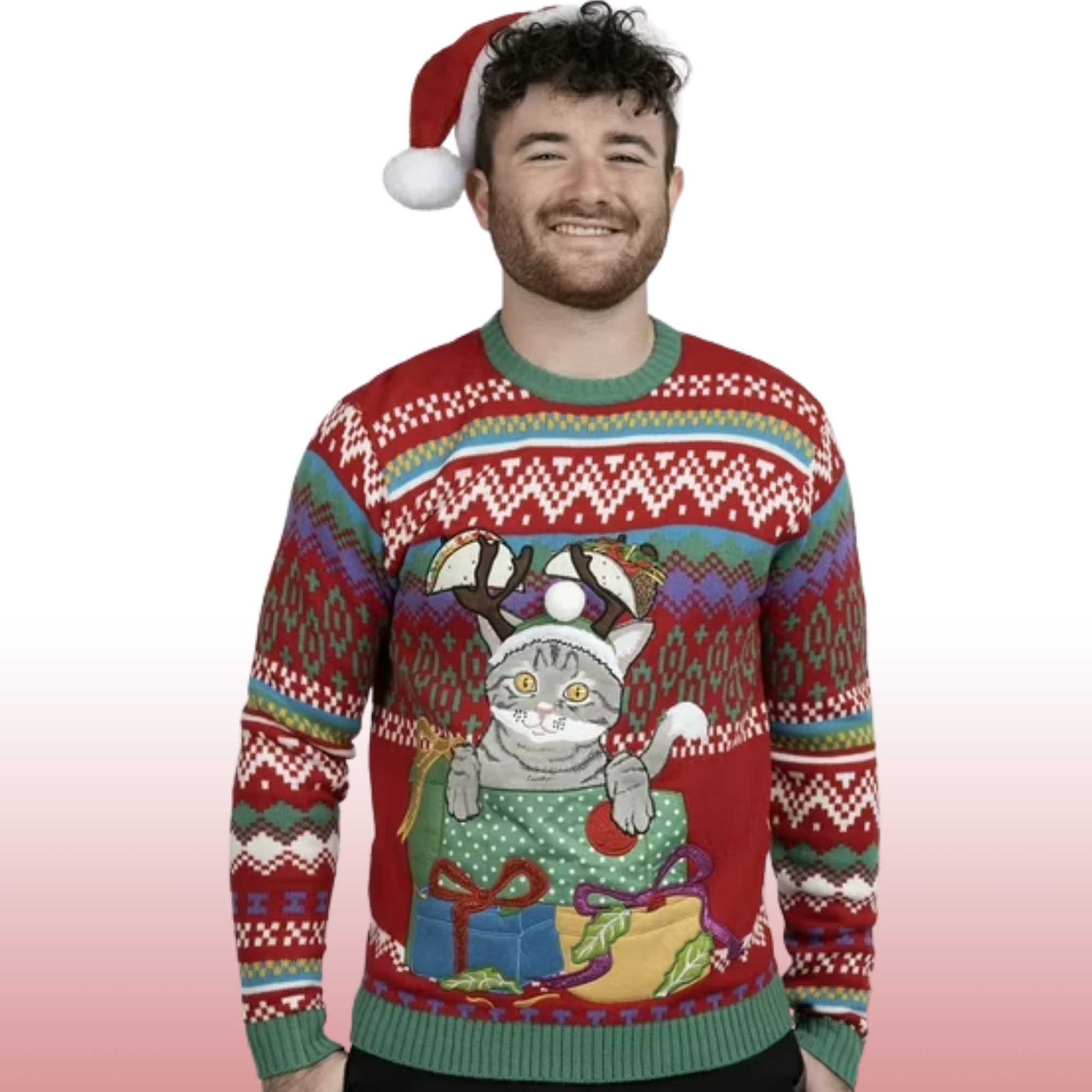 2026 Taco Cat Ugly Christmas Sweater Moonbestprint