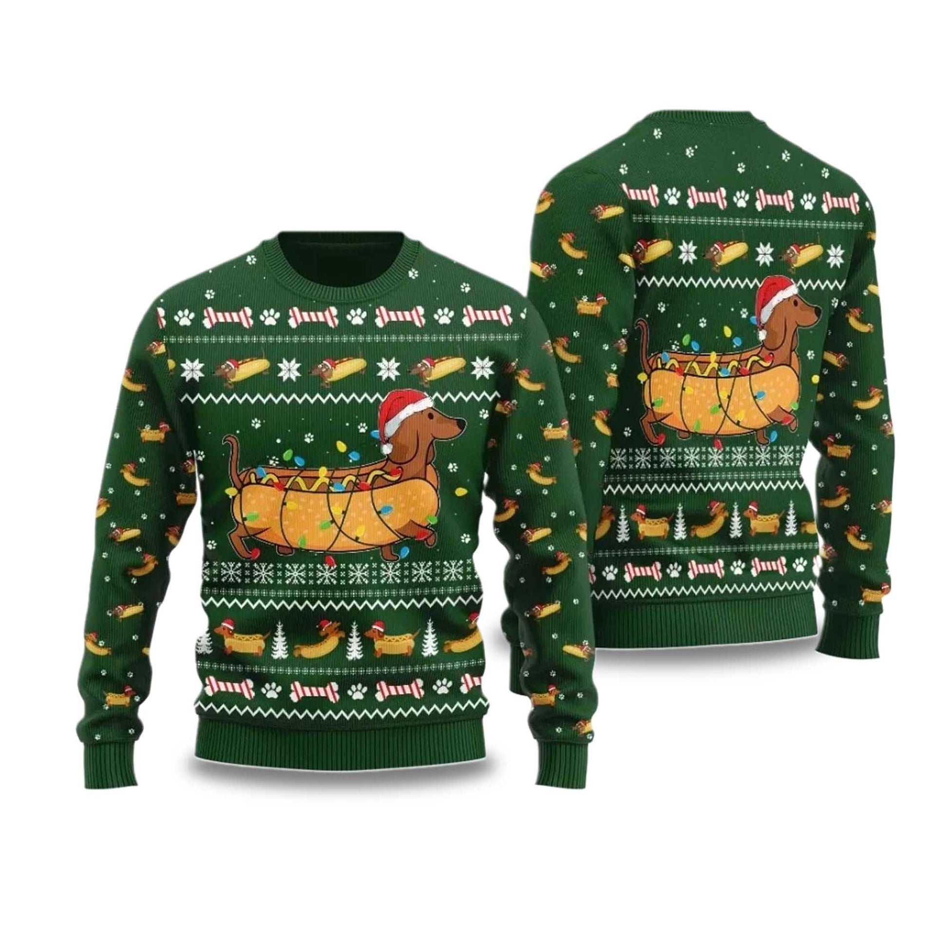 2026 Taco Dachshund Ugly Christmas Sweater Moonbestprint
