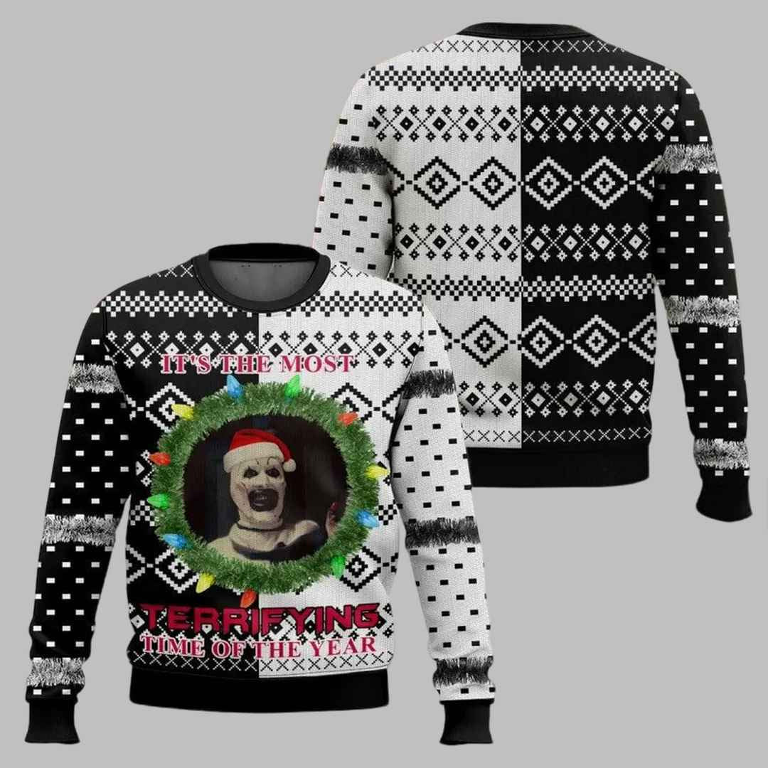 2025 Terrifier Santa Hat Ugly Christmas Sweater – Moonbestprint