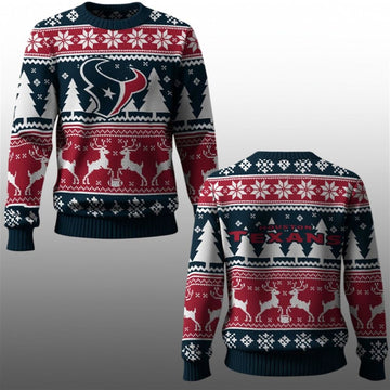 2026 Texans Reindeer Football Christmas Ugly Sweater - Moonbestprint
