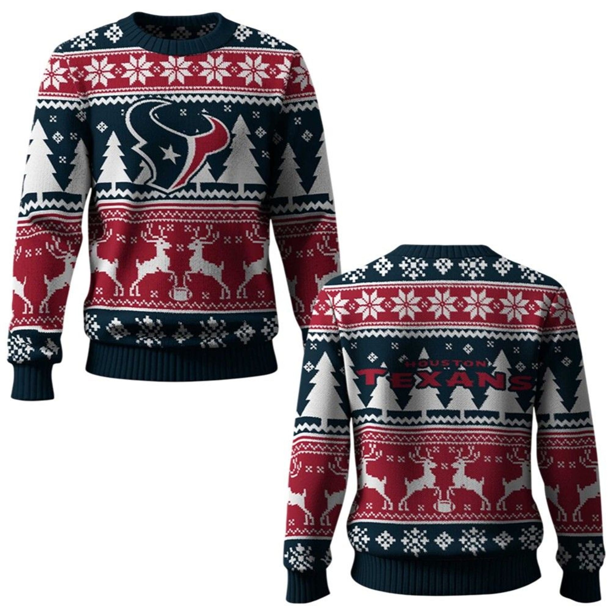 2026 Texans Reindeer Football Christmas Ugly Sweater - Moonbestprint