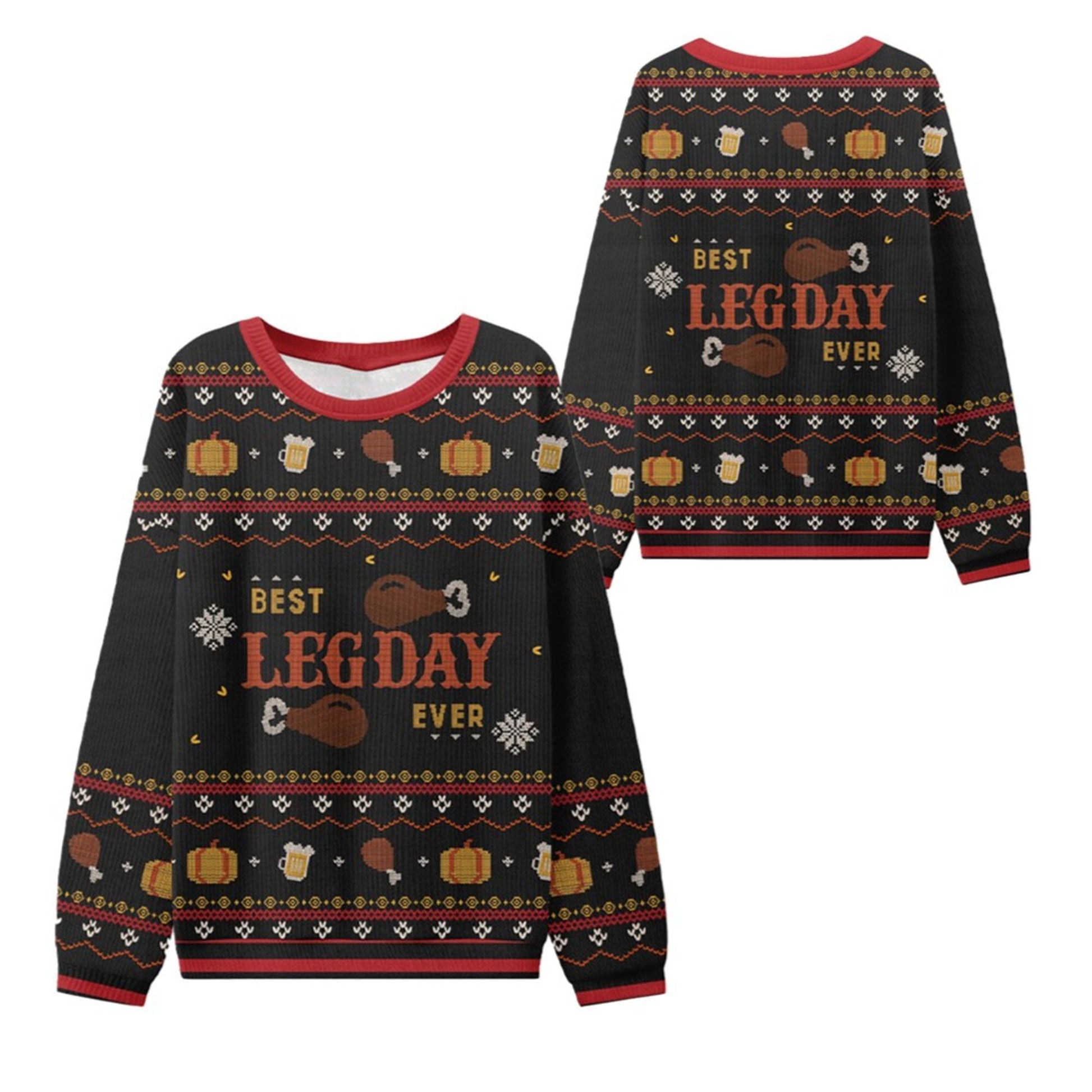 2026 Thanksgiving Best Leg Day Ever Ugly Sweater - Moonbestprint