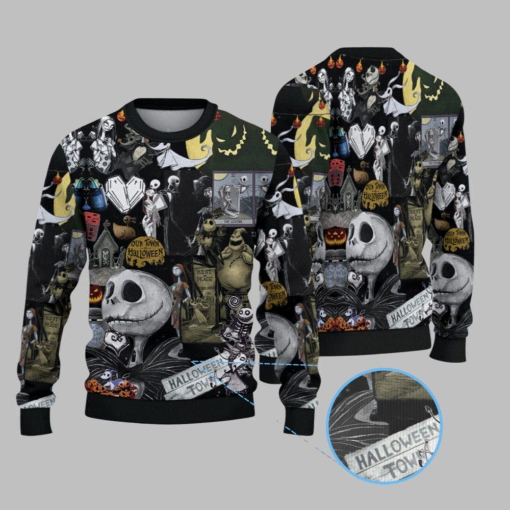 2026 The Nightmare Before Christmas Halloween Town Ugly Sweater - Moonbestprint