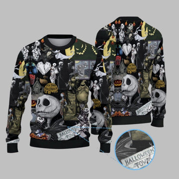 2026 The Nightmare Before Christmas Halloween Town Ugly Sweater - Moonbestprint