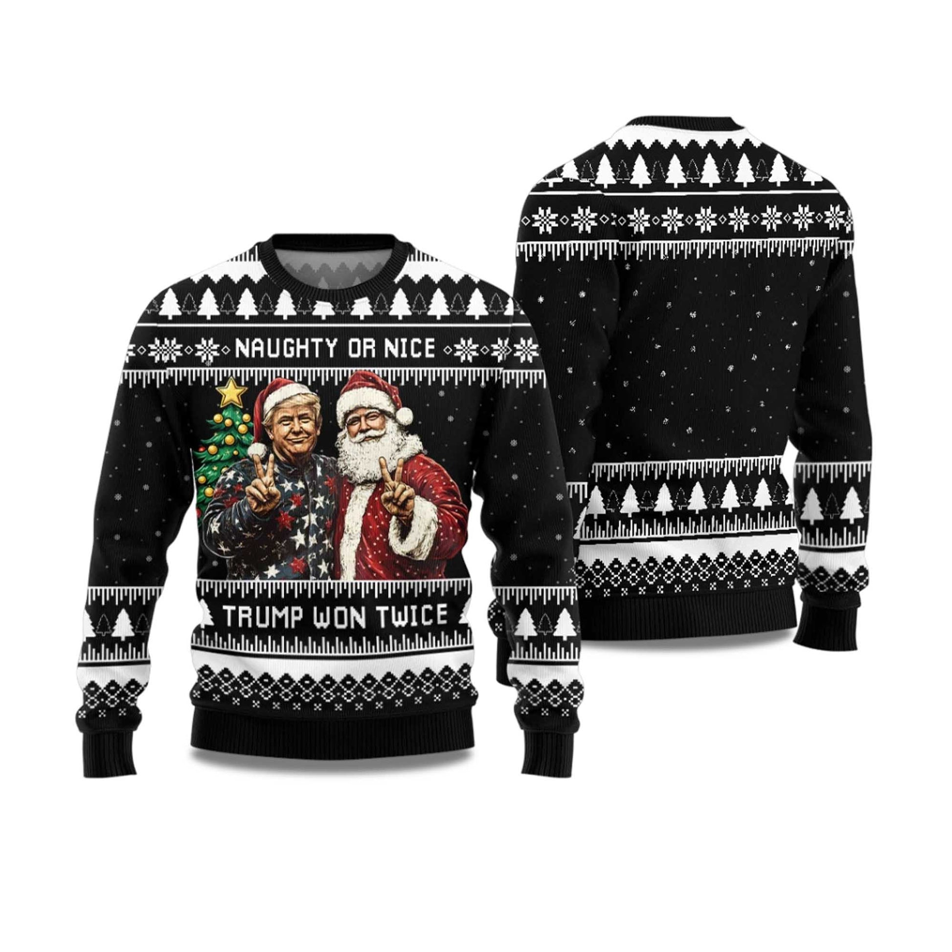 2026 Trump And Santa Ugly Christmas Sweater Moonbestprint
