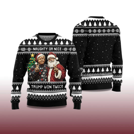 2026 Trump And Santa Ugly Christmas Sweater Moonbestprint