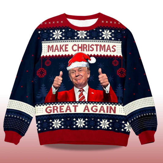 2026 Trump Maga Make Christmas Great Again Ugly Christmas Sweater Moonbestprint