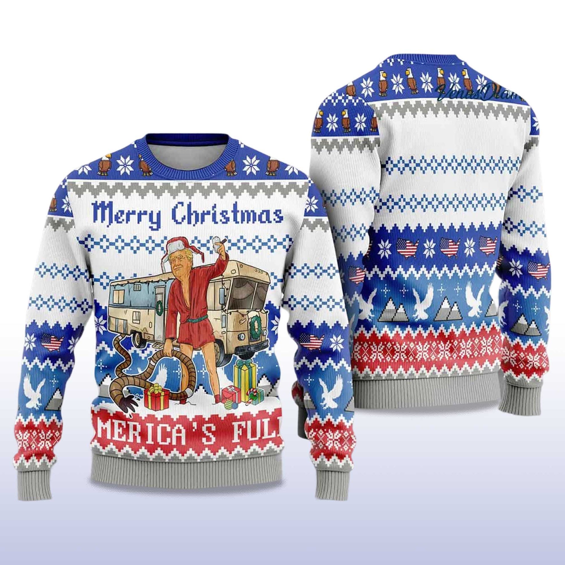 2026 Trump Merry Christmas Americas Full Ugly Christmas Sweater Moonbestprint