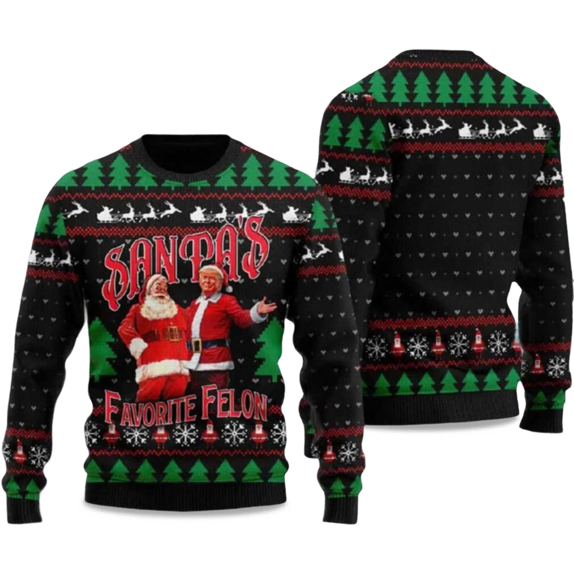 2026 Trump Santa’s Favorite Felon Ugly Christmas Sweater Moonbestprint
