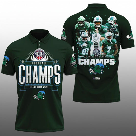 2025 Tulane Green Wave Football Champs Polo Shirt - Moonbestprint