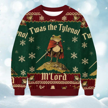 2026 Twas The Tylenol M'Lord Frog Christmas Ugly Sweater Moonbestprint