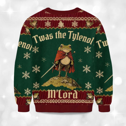 2026 Twas The Tylenol M'Lord Frog Christmas Ugly Sweater Moonbestprint