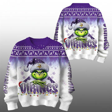 2026 Vikings Grnch Season Christmas Ugly Sweater - Moonbestprint