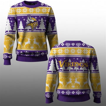 2026 Vikings Reindeer Football Christmas Ugly Sweater - Moonbestprint