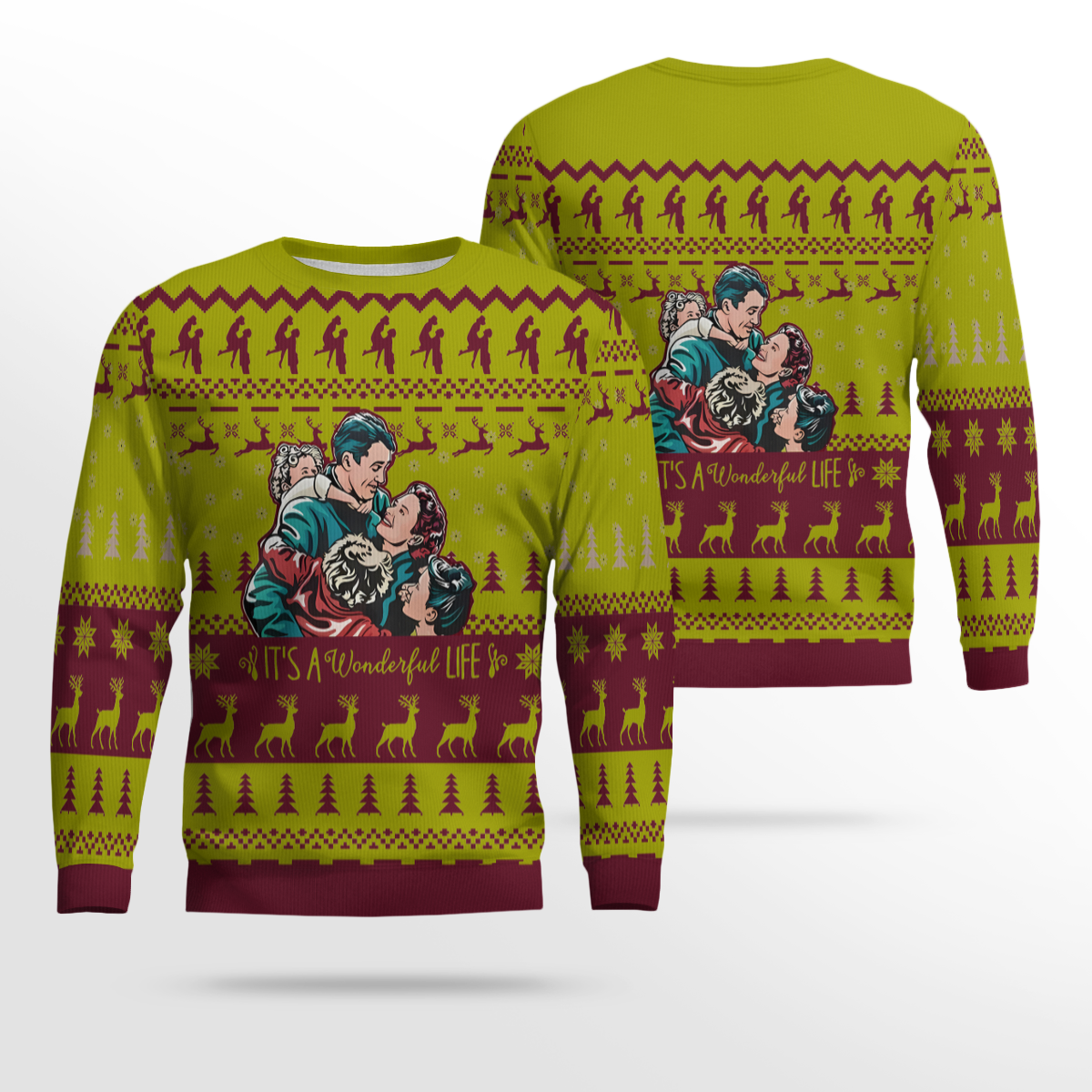 2025 Vintage It's A Wonderful Life Family Ugly Christmas Sweater (Gold) – Moonbestprint