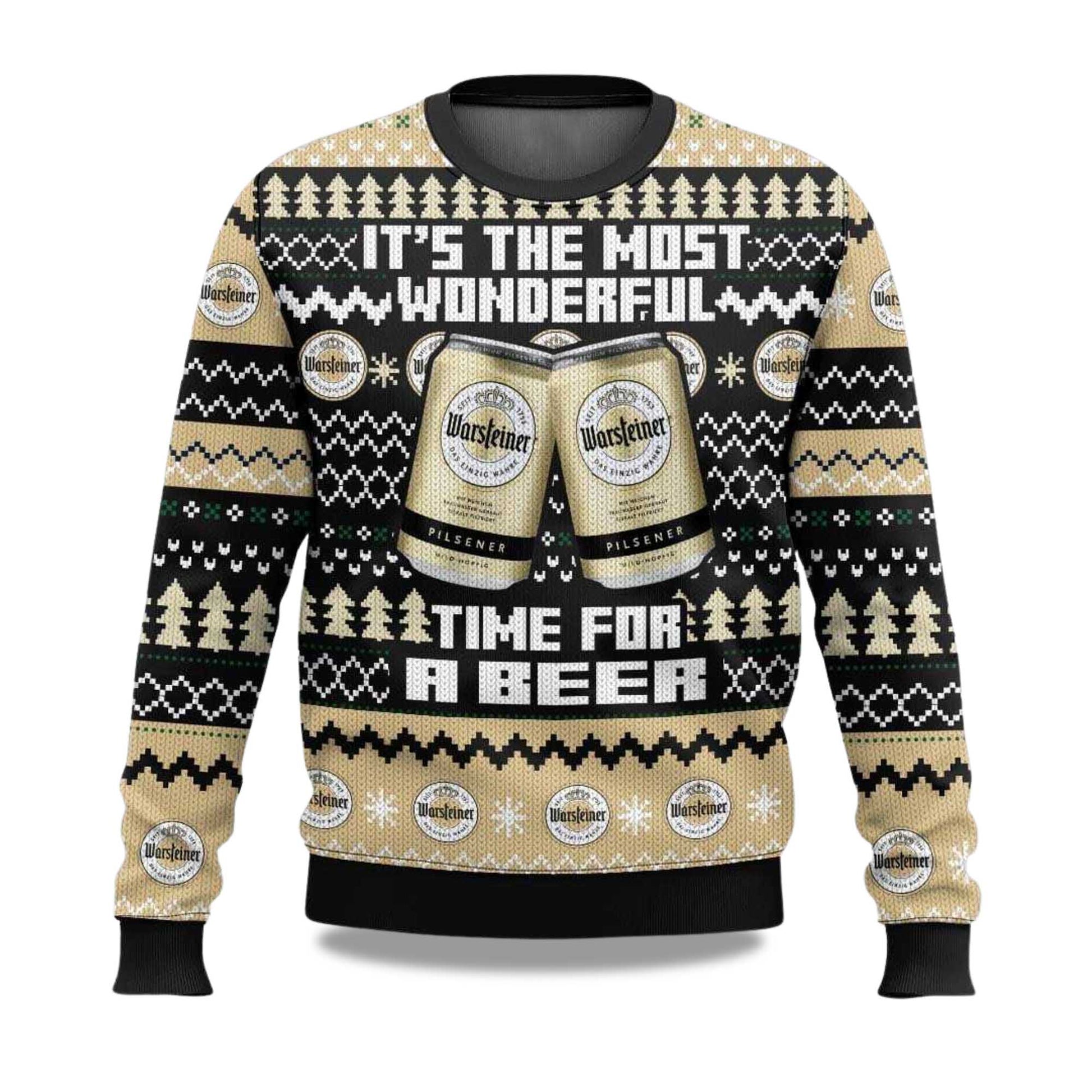 2026 Warsteiner Its The Most Wonderful Time For A Beer Christmas Ugly Sweater Moonbestprint