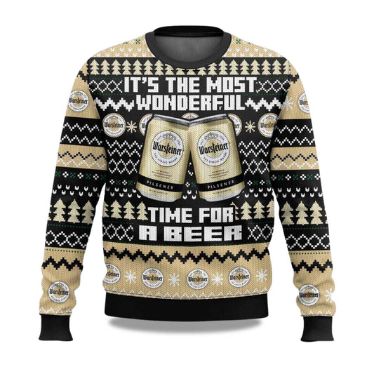 2026 Warsteiner Its The Most Wonderful Time For A Beer Christmas Ugly Sweater Moonbestprint
