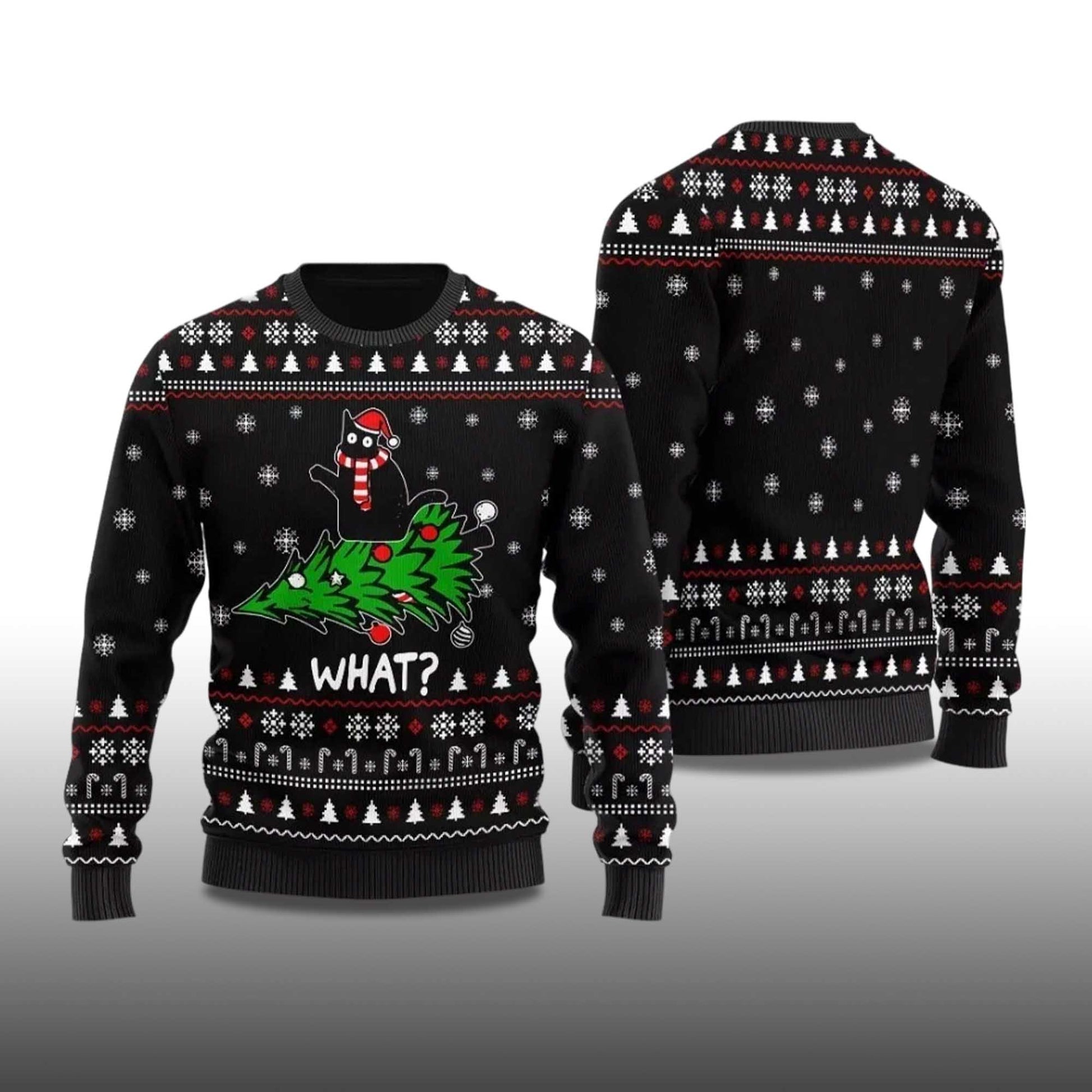 2026 What Black Cat Ugly Christmas Sweater Moonbestprint