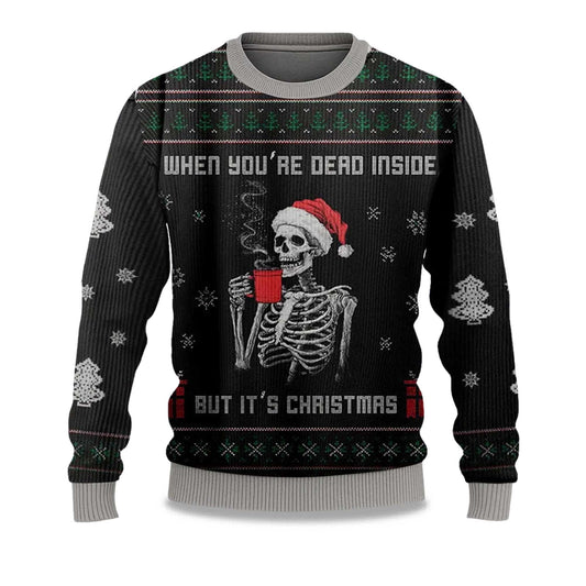 2026 When You're Dead Inside But It's Christmas Ugly Sweater Moonbestprint