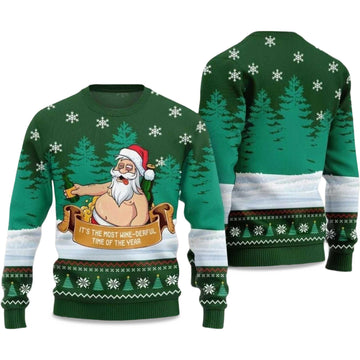 2026 Wine Derful Santa Ugly Christmas Sweater Moonbestprint
